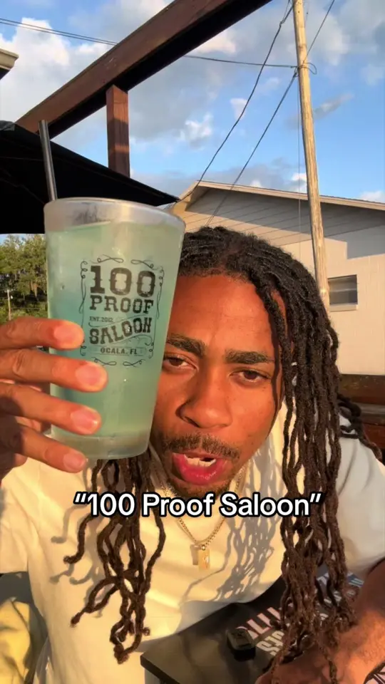 100 Proof Saloon in Ocala showing review, visit, drink, frosty, bar food, video by micaahwoodley on TikTok