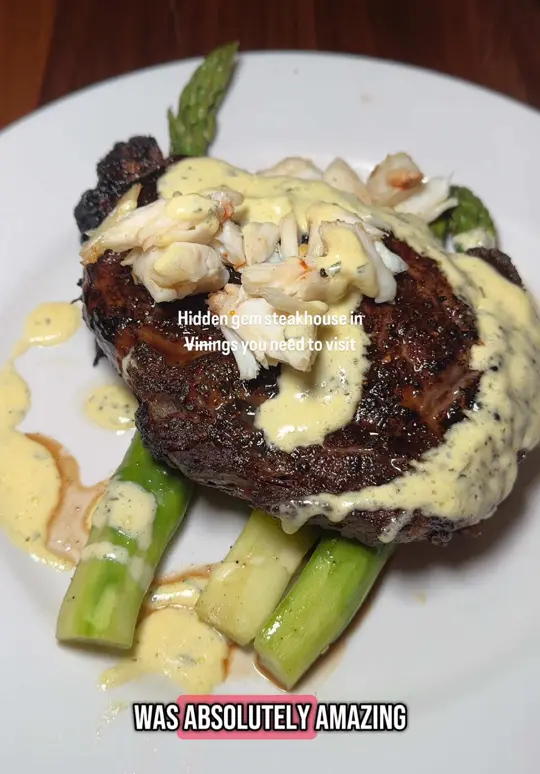 101 Steak in Atlanta showing review, cozy ambience, wine list, crab cakes, delmonico steak, waygu steak with caviar, jalapeño corn brûlée, video by sydwalker5 on TikTok