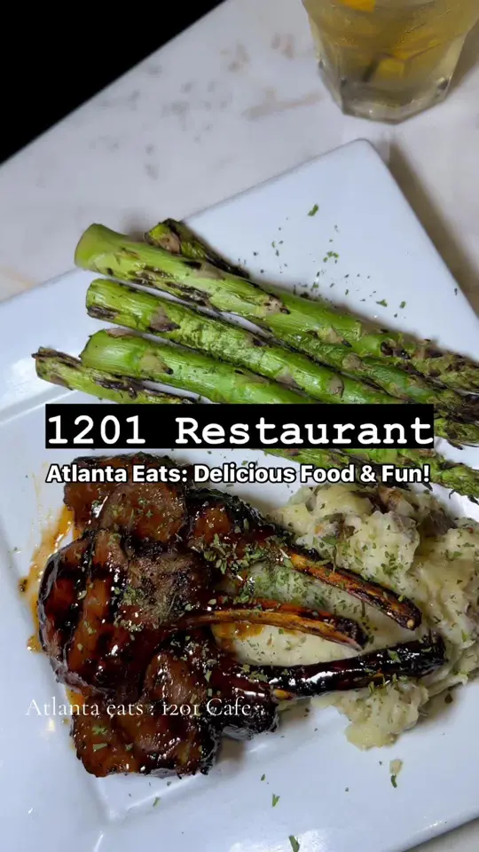 1201 Restaurant in Atlanta showing restaurant, atmosphere, murals, shisha, jerk chicken pizza, veggie pasta, wings, tacos, margaritas, video by servinglooksatl on TikTok