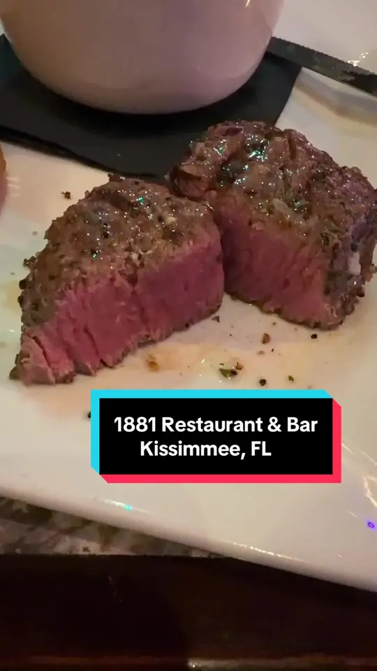1881 Restaurant & Bar in Kissimmee showing food review, steak, video by justryaneats on TikTok