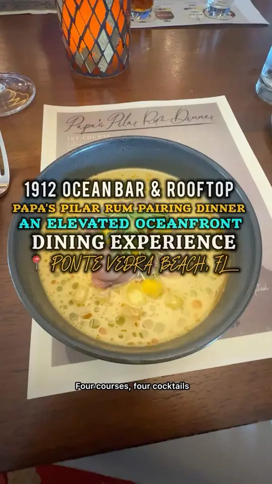 1912 Ocean Bar And Rooftop in Ponte Vedra Beach showing restaurant review, visit, video by Walkingonglitterandsunshine on YouTube