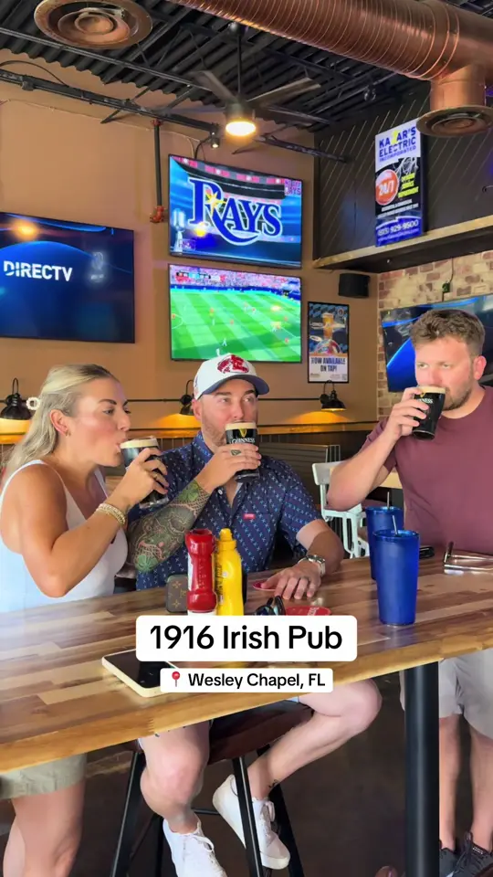  in Florida showing review, atmosphere, drinks, pint of guinness, video by velosaraptor87 on TikTok