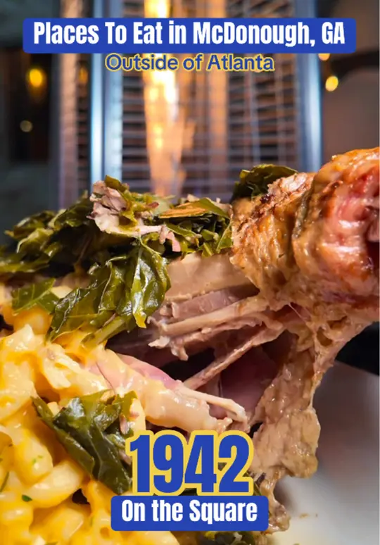 1942 On The Square in McDonough showing patio vibes, live music, drinks, food, video by hungryhomegirl on TikTok