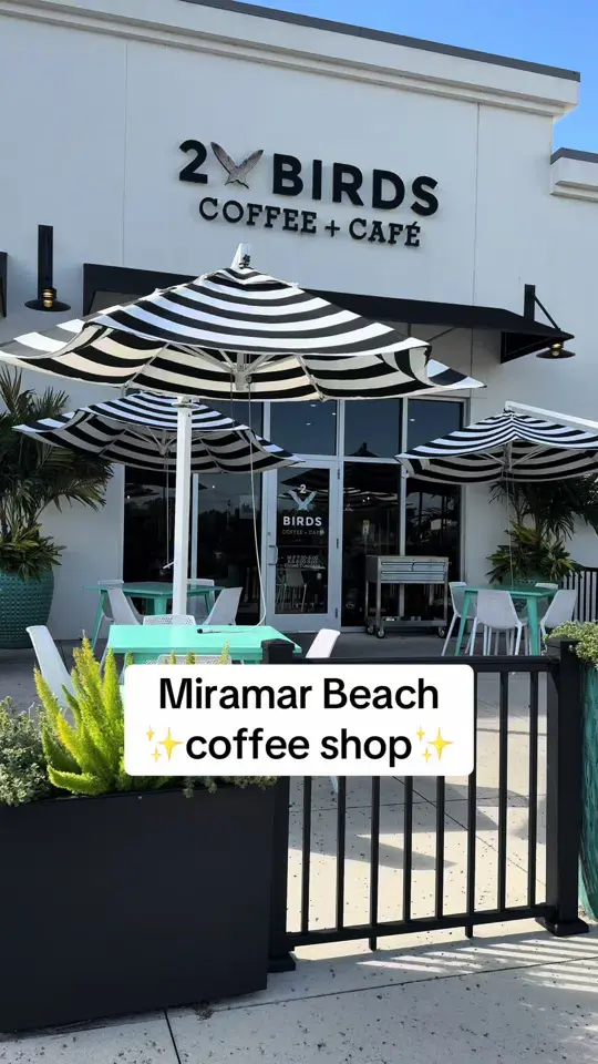 2 Birds Coffee And Cafe in Miramar Beach showing coffee shop, review, visit, video by 30atodestinfl on TikTok