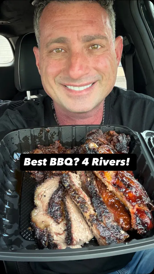 4 Rivers Smokehouse in Orange Park showing review, ribs, brisket, burnt ends, video by Foodie Justice on Facebook