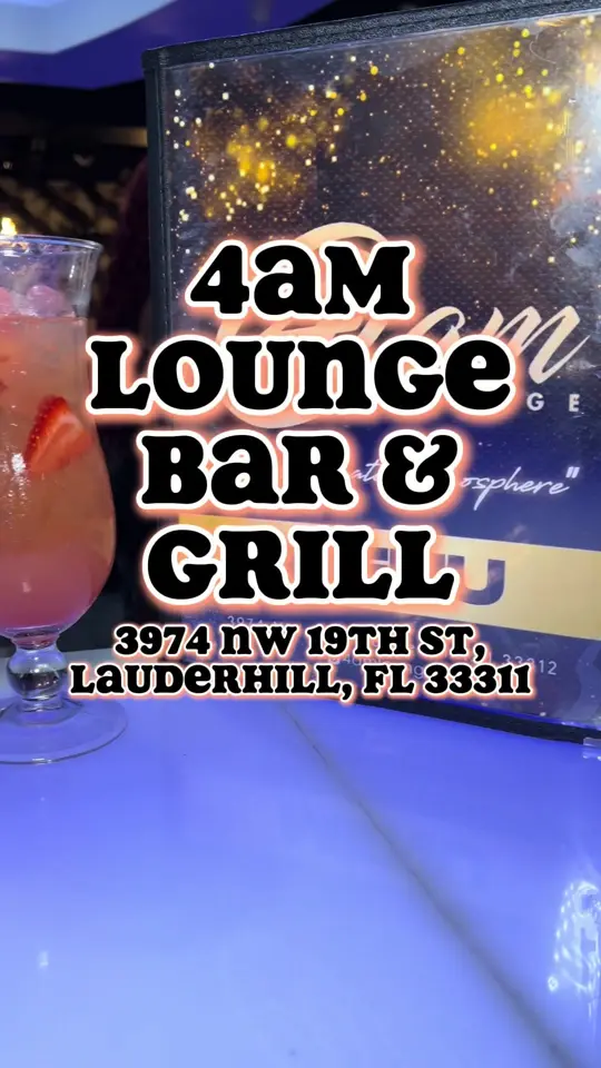 4AM LOUNGE BAR AND GRILL INC in Lauderhill showing review, visit, food, alfredo pasta, grilled lobster tails, drinks, old fashioned, sidecar, video by sk8natethefoodie on TikTok