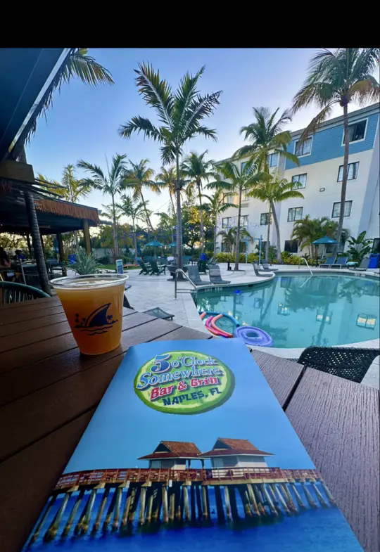 5 O'Clock Somewhere At Compass By Margaritaville Hotel Naples in Naples showing bar, grill, tropical eats, boat drinks, video by thingstodo.florida on TikTok