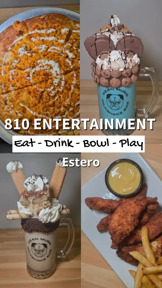 810 Entertainment - Estero in Estero showing review, visit, bowling, pizza, sandwiches, burgers, video by SWFL Food Junkie on Facebook