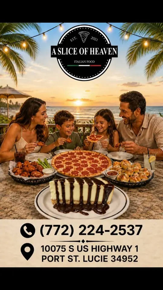 A Slice of Heaven – Pizza & Italian Restaurant Port St.Lucie FL in Port St. Lucie showing pizza, pasta, mussels marinara, wings, calzones, strambolis, video by A Slice of Heaven inc on Facebook