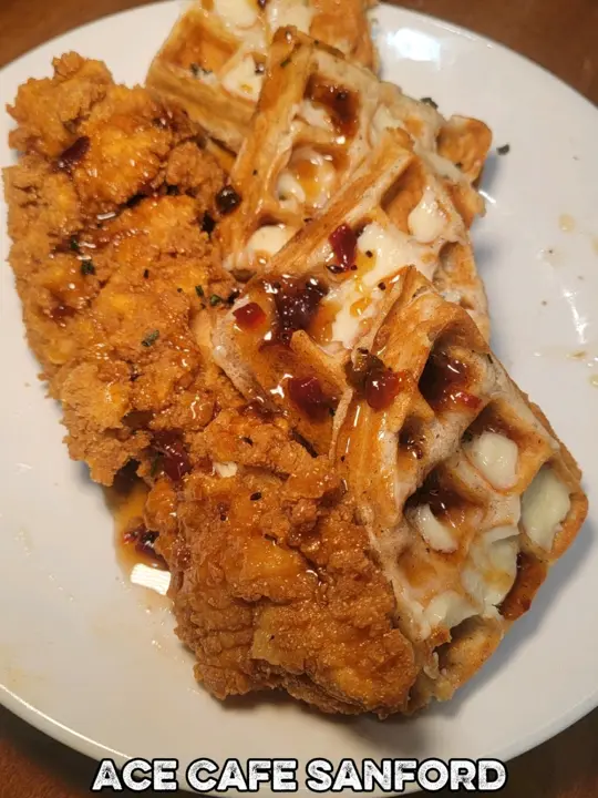 Ace Cafe Sanford in Sanford showing american and british flair, atmosphere, retail shop, food, video by baloo_eats on TikTok