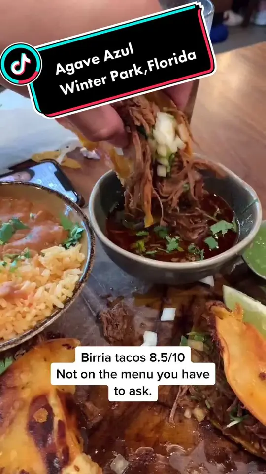 Agave Azul Winter Park in Winter Park showing birriatacos, streetcorn, video by stephinparis on TikTok