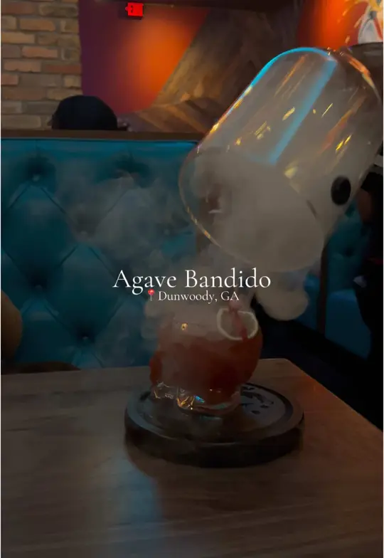 Agave Bandido in Dunwoody showing review, visit, atmosphere, dj, chicken adobo nachos, chicken adobo chimichanga, video by seranancy on TikTok