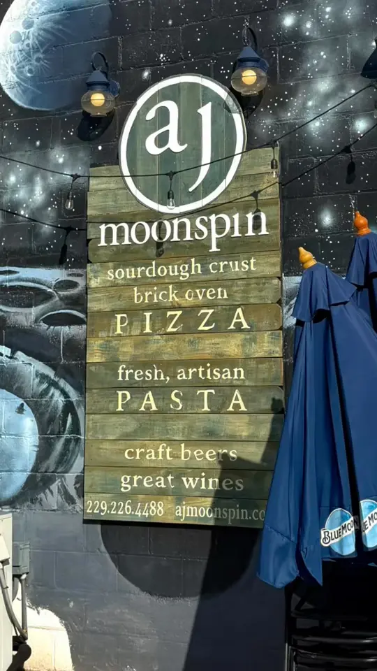 AJ Moonspin Pizza in Thomasville showing review, visit, video by Mike Sievers on Facebook