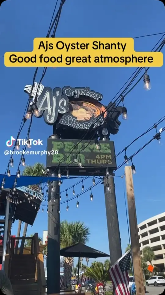 AJ's Oyster Shanty in Fort Walton Beach showing fresh seafood, big portions, cold drinks, island vibes, good atmosphere, video by AJ's Oyster Shanty on Facebook