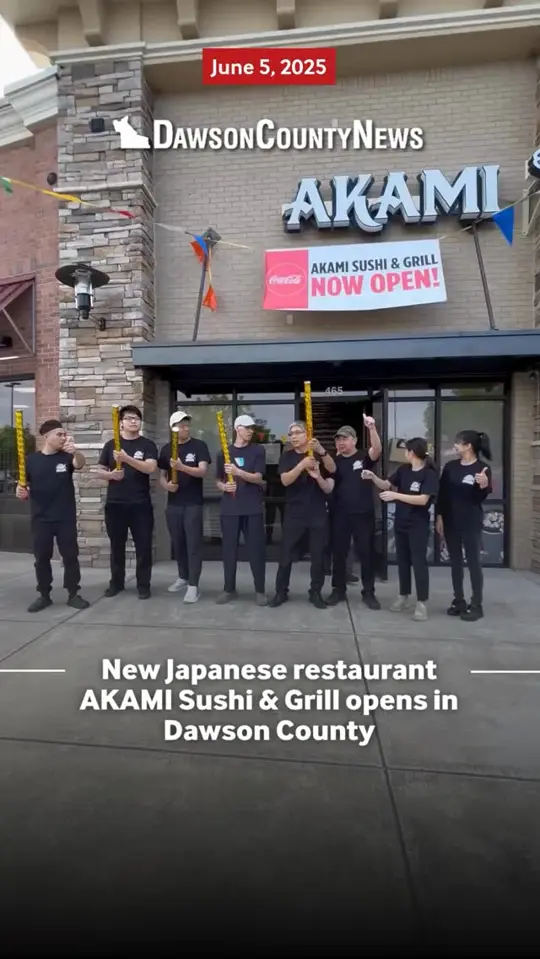 AKAMI Sushi & Grill in Dawsonville showing restaurant opening, japanese-style cuisine, video by Dawson County News on Facebook