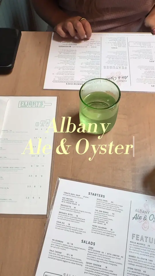Albany Ale and Oyster in Albany showing review, visit, chips, sangria, oysters, video by abittybites on TikTok