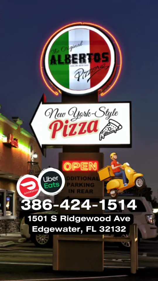 Albertos Pizzeria Italian Restaurant in Edgewater showing review, pizza, philly cheesesteak, fries, video by Albertos Pizzeria Italian Restaurant on Facebook