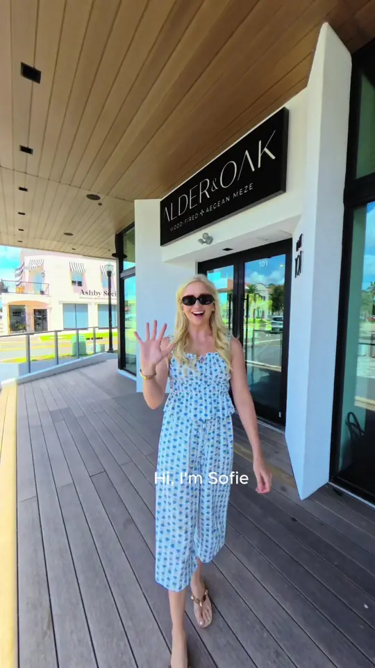 Alder & Oak in Jacksonville Beach showing restaurant opening, coastal mediterranean dishes, live music, rooftop dining, cocktails, video by sofiegordon on TikTok
