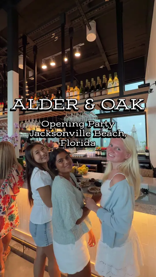 Alder & Oak in Jacksonville Beach showing visit, review, wood-fired dishes, aegean-inspired mediterranean menu, video by miholovestoeat on TikTok