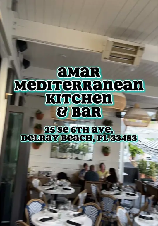 Amar Mediterranean Kitchen & Bar in Delray Beach showing restaurant review, labneh, hummus, lamb, shared plates, video by sk8natethefoodie on TikTok