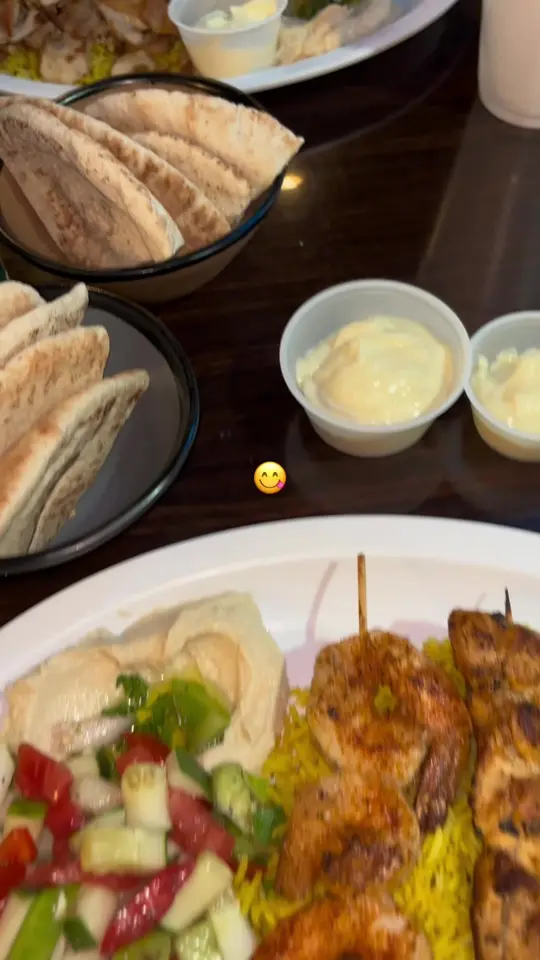 Ameer's Mediterranean Grill & Catering in Atlanta showing dinner, chicken, video by beautifulblendedfamily1 on TikTok