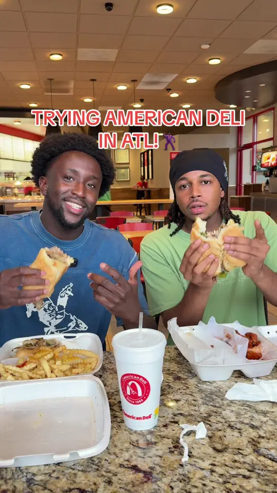 American Deli in East Point showing food review, cheesesteak, video by husamtriedit on TikTok