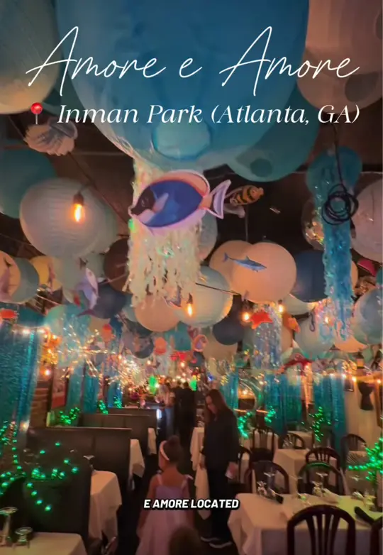 Amore e Amore in Atlanta showing review, visit, atmosphere, family-friendly, video by vallontiktok on TikTok
