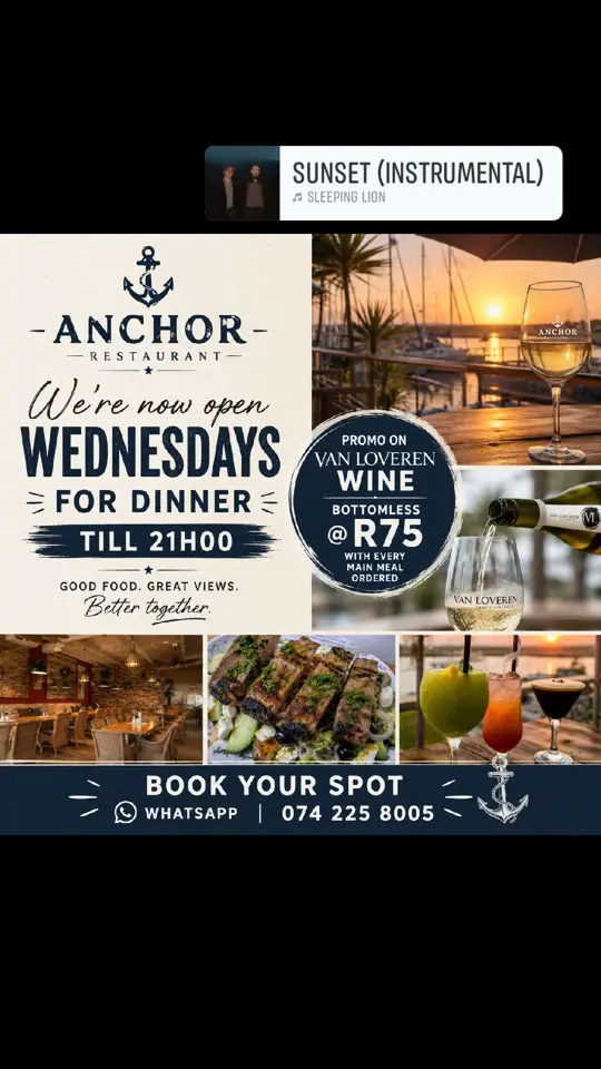 Anchor Tavern (Davis Islands) in Tampa showing dinner, wine, bottomless van lovern wine, video by The Anchor Restaurant on Facebook