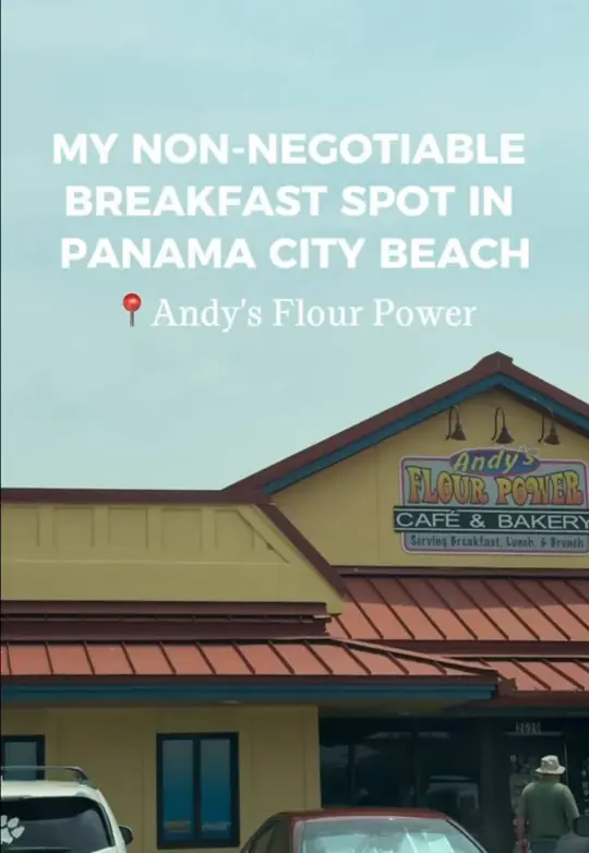 Andy's Flour Power Cafe & Bakery in Panama City showing review, visit, video by lastminutepcb on TikTok