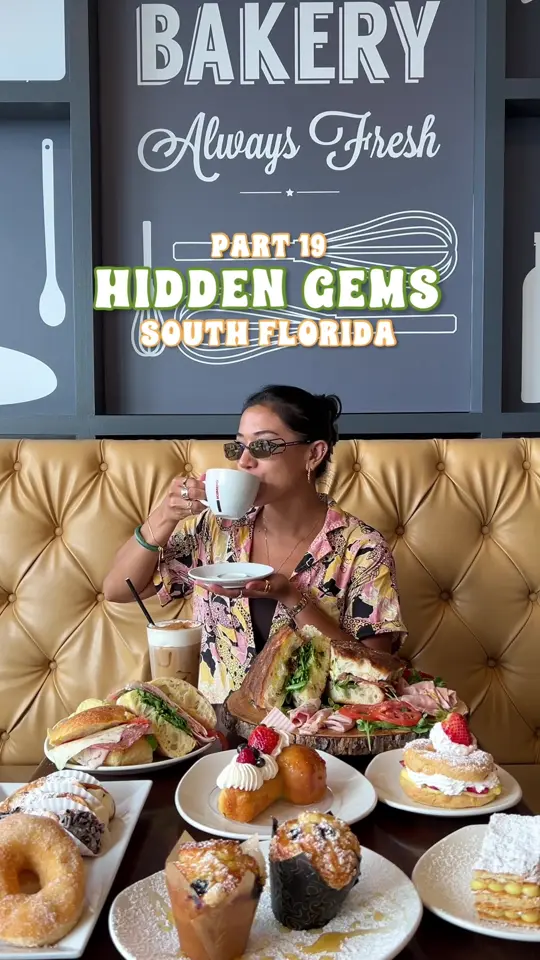 Angelo Elia the Bakery Bar in Fort Lauderdale showing pastry, cappuccino, video by explorewithgg on TikTok