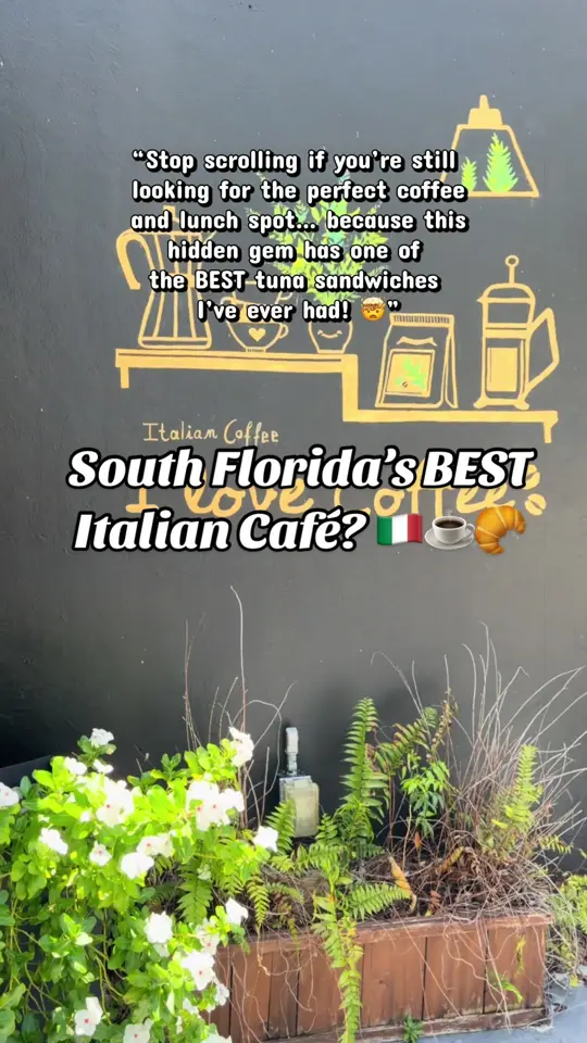 Angelo Elia the Bakery Bar in Fort Lauderdale showing review, visit, coffee, authentic italian pastries, fresh-baked breads, creamy gelato, tuna sandwich, video by marly_on_the_move on TikTok