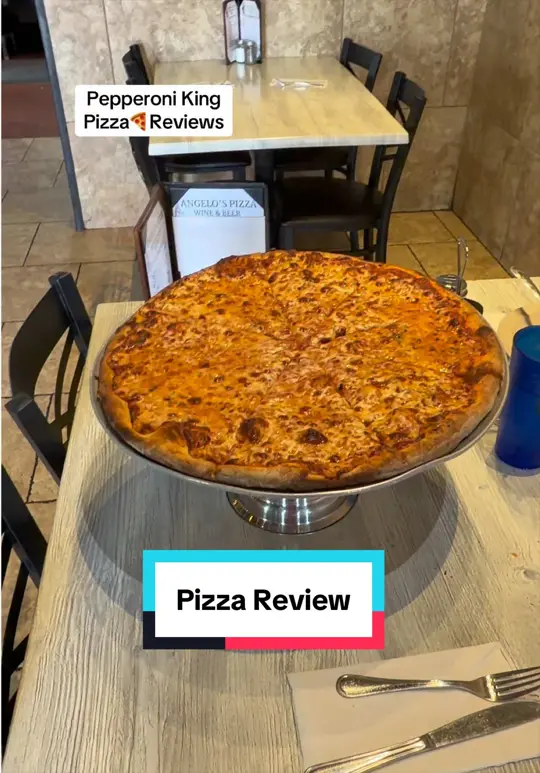 Angelo's Italian Restaurant in Holiday showing review, pizza, cheese pizza, video by pepperoniking11 on TikTok