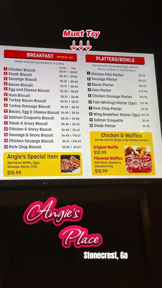 Angie's Place Stonecrest in Stonecrest showing restaurant visit, comfort food, breakfast, video by aye.lets.get.away on TikTok