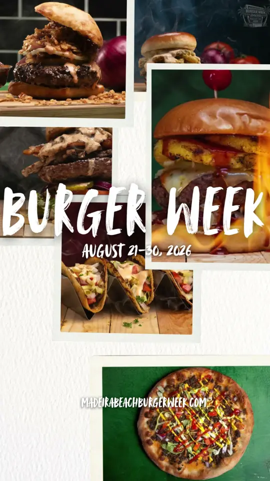 Angry Pepper in Madeira Beach showing burger, $10 burgers, madeira beach burger week, video by Madeira Beach Burger Week on Facebook