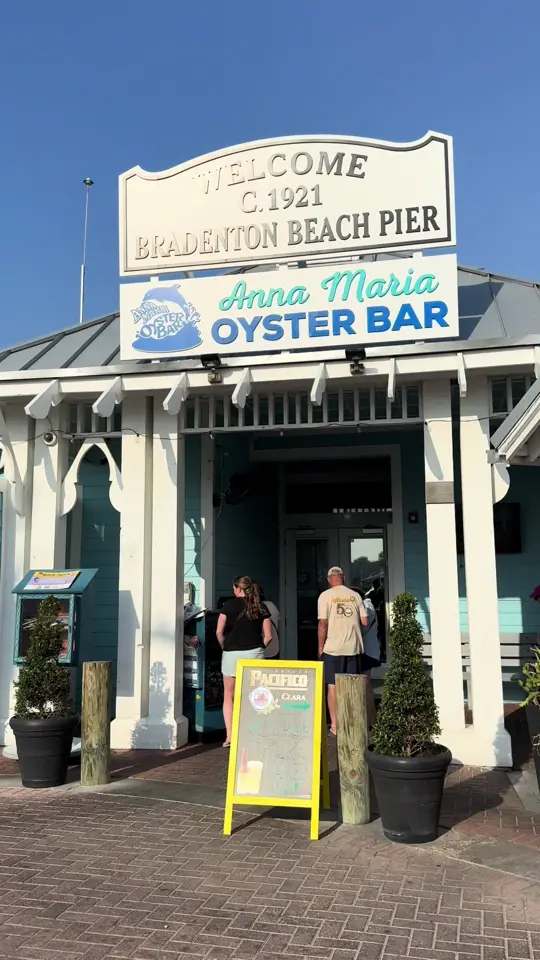 Anna Maria Oyster Bar - North Port in North Port showing review, crispy fried calamari, shrimp tacos, video by kirstonthecoast on TikTok