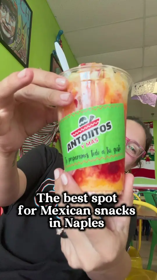 Antojitos Y Mas in Naples showing food, mangonada, food, doritos locos, video by loveswfl on TikTok