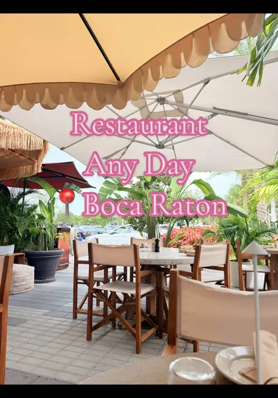 Anyday Boca in Boca Raton showing restaurant review, mediterranean food, tapas, happy hour, atmosphere, video by madalena.peneda on TikTok