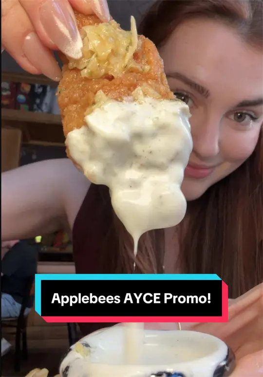 Applebee's Grill + Bar in Jacksonville showing all you can eat promo, wings, video by karissaeats on TikTok