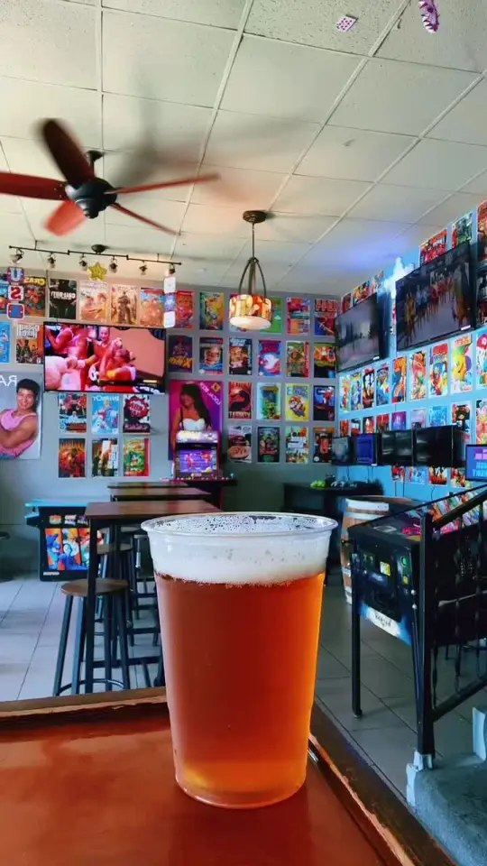 Arcadebar By Food+Beer in Sarasota showing craft beer, arcade bar atmosphere, st pete nightlife, video by stpetearcadebar on TikTok