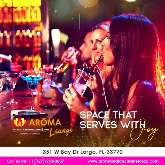 Aroma Indian Restaurant West Palm Beach in West Palm Beach showing cocktail, wine, ambiance, video by Aroma Indian Cuisine & Bar on Facebook