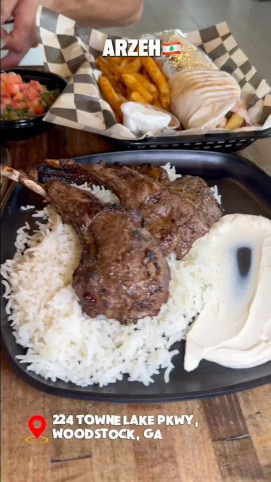 Arzeh Grill in Woodstock showing food, authentic lebanese food, video by Nader Abdel on Facebook