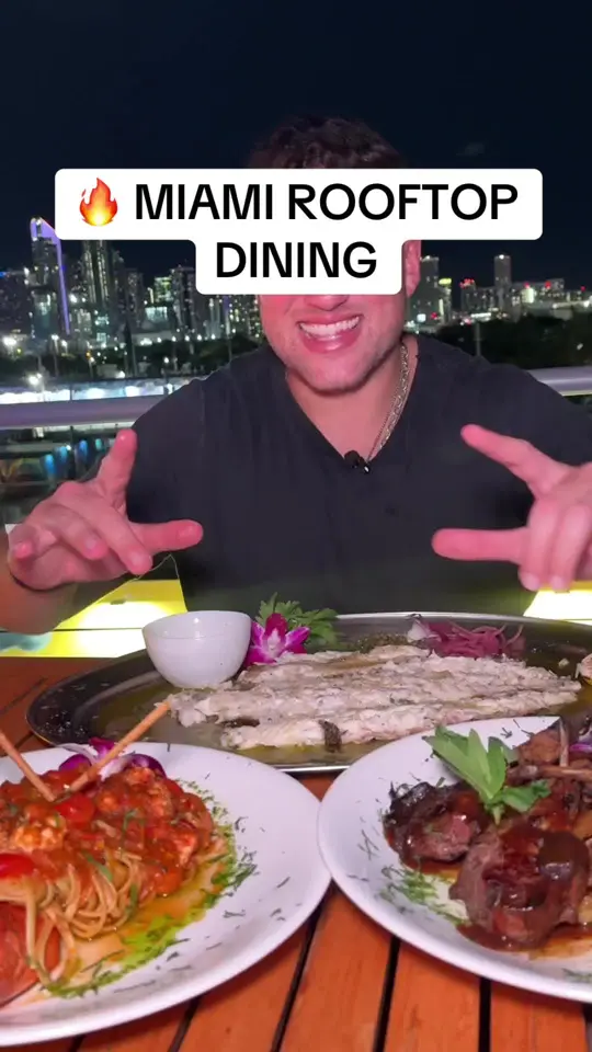 Astra Miami Rooftop in Miami showing restaurant visit, mediterranean food, video by mikeiseating on TikTok
