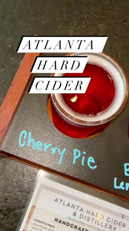 Atlanta Hard Cider Co. & Atlanta Distillery in Marietta showing review, visit, atmosphere, drink, craft cider, mocktail, video by servinglooksatl on TikTok