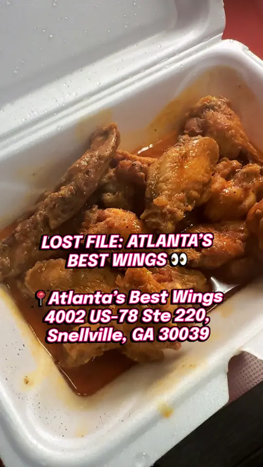 Atlanta's Best Wings in Snellville showing visit, wings, video by iamnotthemask on TikTok