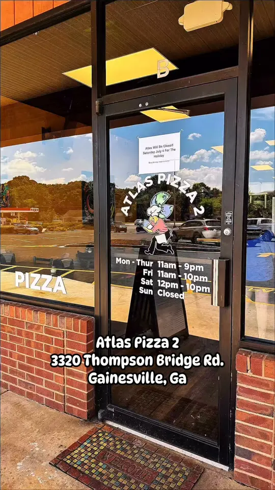 Atlas Pizza in Gainesville showing review, visit, spinach salad, greek salad, video by Gainesville Now on Facebook