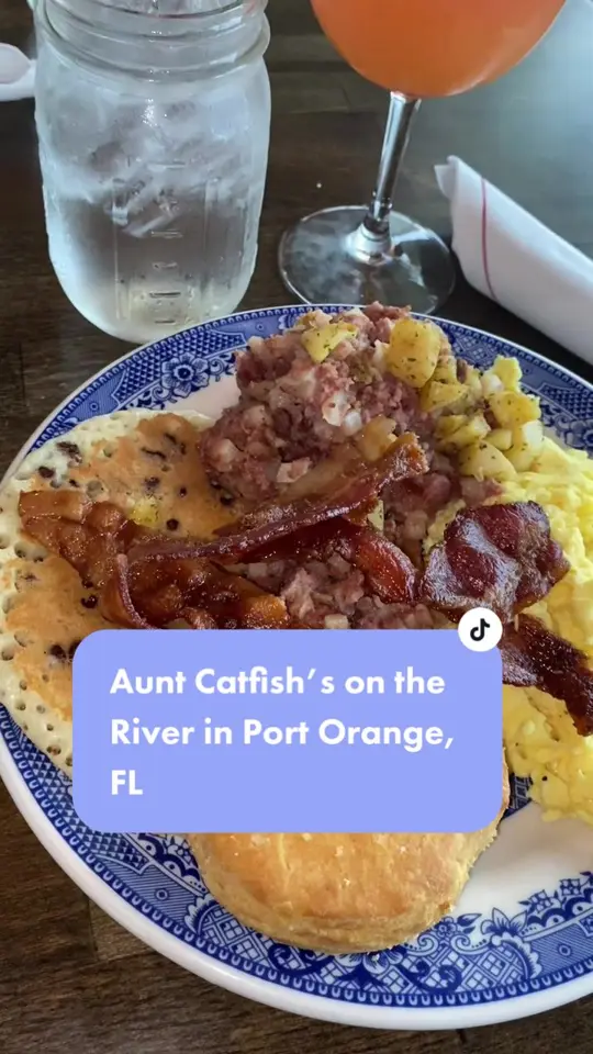 Aunt Catfish's On The River in Port Orange showing brunch, drinks, video by kourtnokardash on TikTok