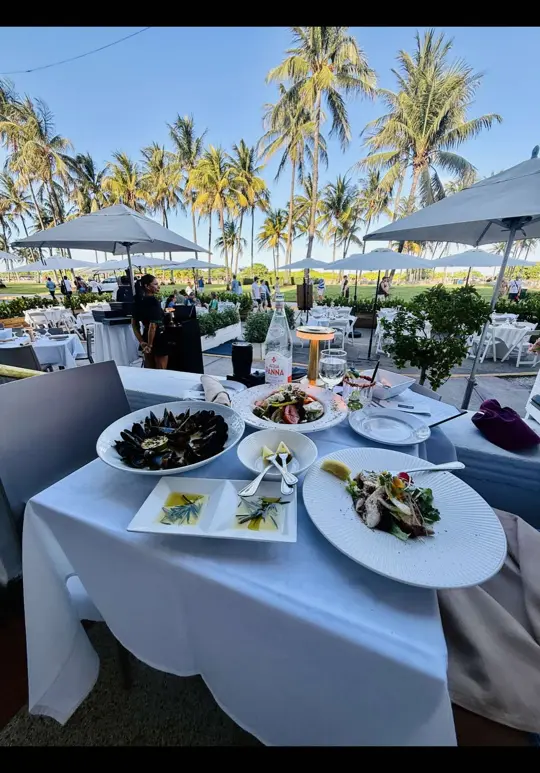 Avalon By Day in Miami Beach showing fresh seafood, ocean view, palm trees, dining experience, video by afishcalledavalon on TikTok