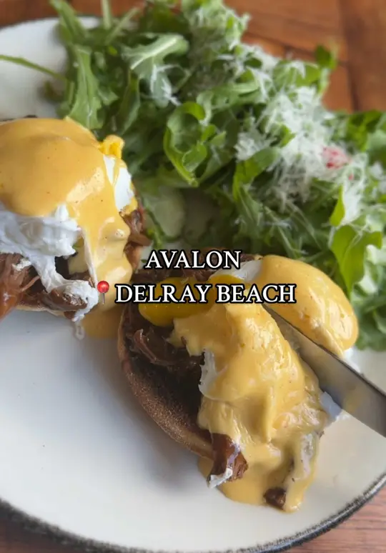 AVALON in Delray Beach showing brunch, short rib benedict, video by bocaratonsbest on TikTok