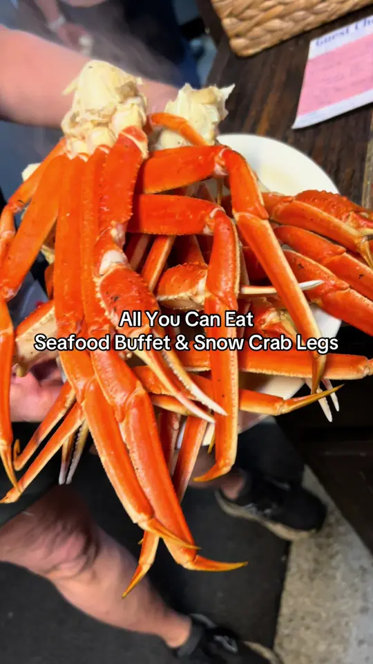 B & J's Steaks & Seafood in Darien showing seafood buffet, crab legs, video by bandjs.steak.seafood on TikTok