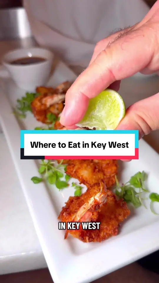 B.O.'s Fish Wagon in Key West showing food, coconut shrimp, egg roll trio, jerk wings, cheeseburger, video by theshayspence on TikTok